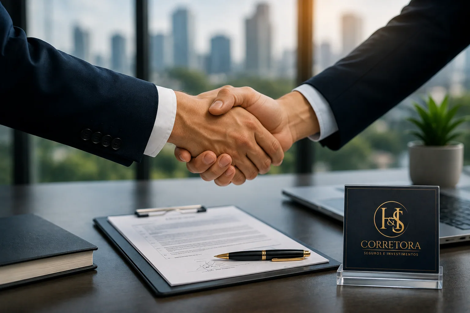Aperto de mãos após uma negociação empresarial